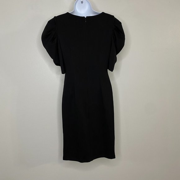 NEW YORK AND COMPANY RUFFLED SHOULDER BLACK DRESS - Picture 4 of 5